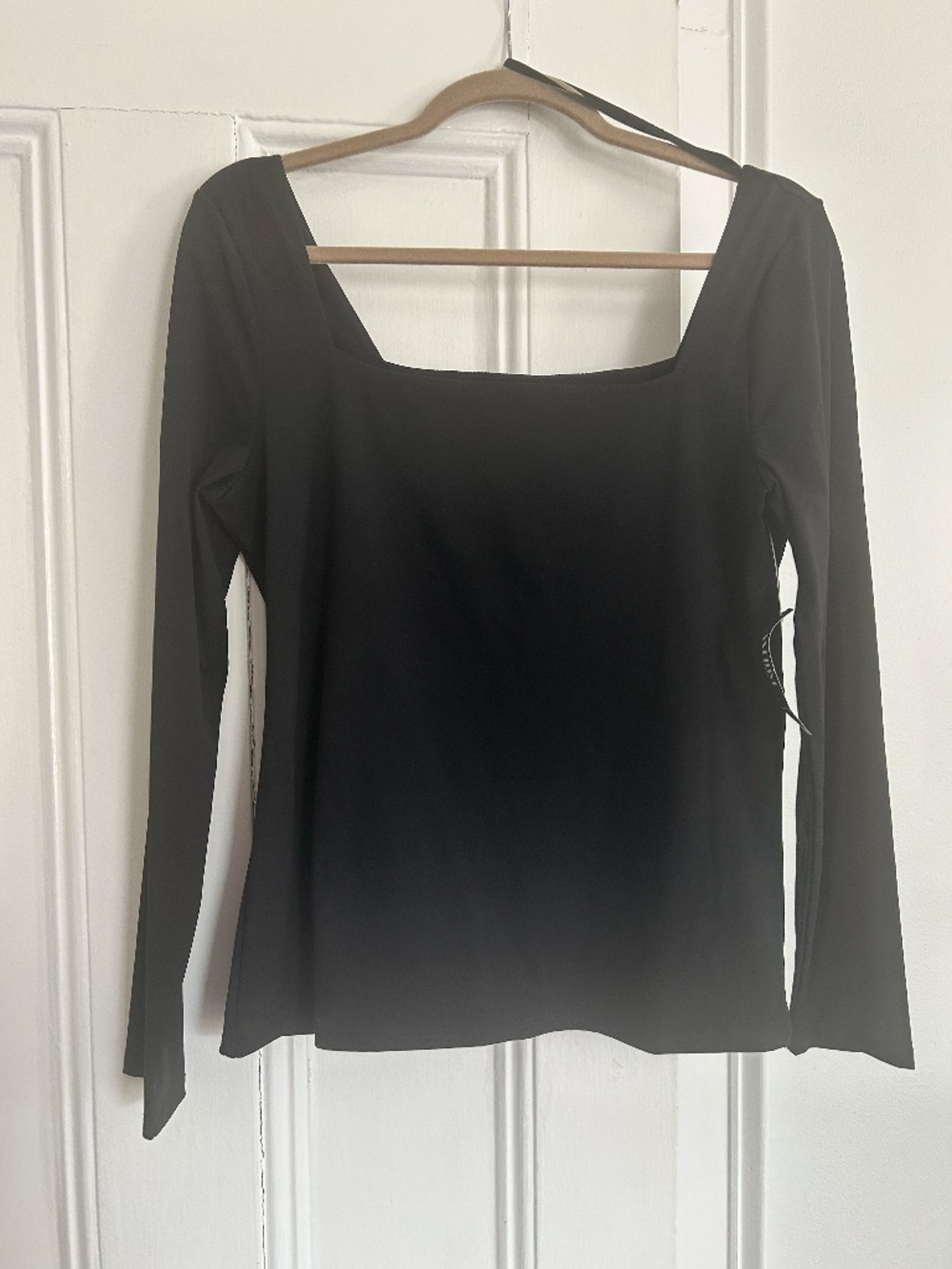WHBM Black Square Neck Top NEW